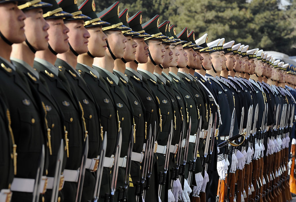 Chinese soldiers of the People's Liberation Army prepare for an honors ceremony for U.S. Defense Secretary Robert M. Gates. Wikimedia Commons/U.S. Air Force
