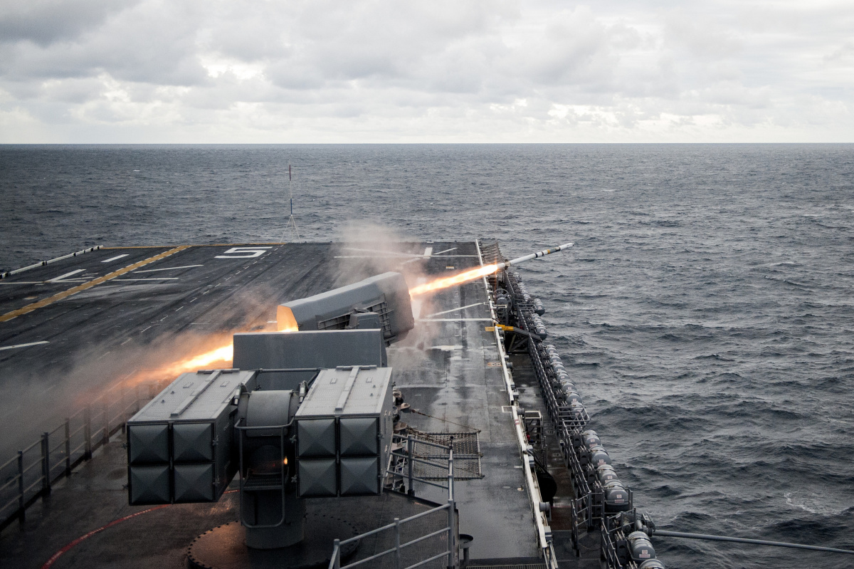 The amphibious assault ship USS Bataan conducts a live-fire exercise. Flickr/U.S. Navy