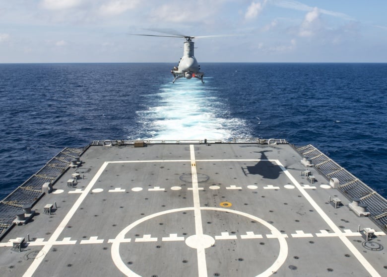 An MQ-8B Fire Scout unmanned aircraft system​ in the South China Sea. Flickr/Naval Surface Warriors