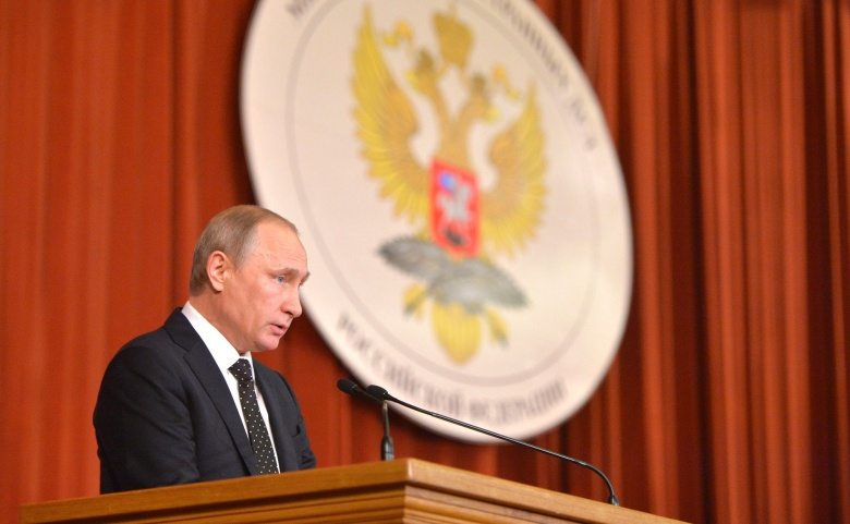 Image: Russian president Vladimir Putin addressing a meeting of ambassadors and permanent envoys. Kremlin photo.
