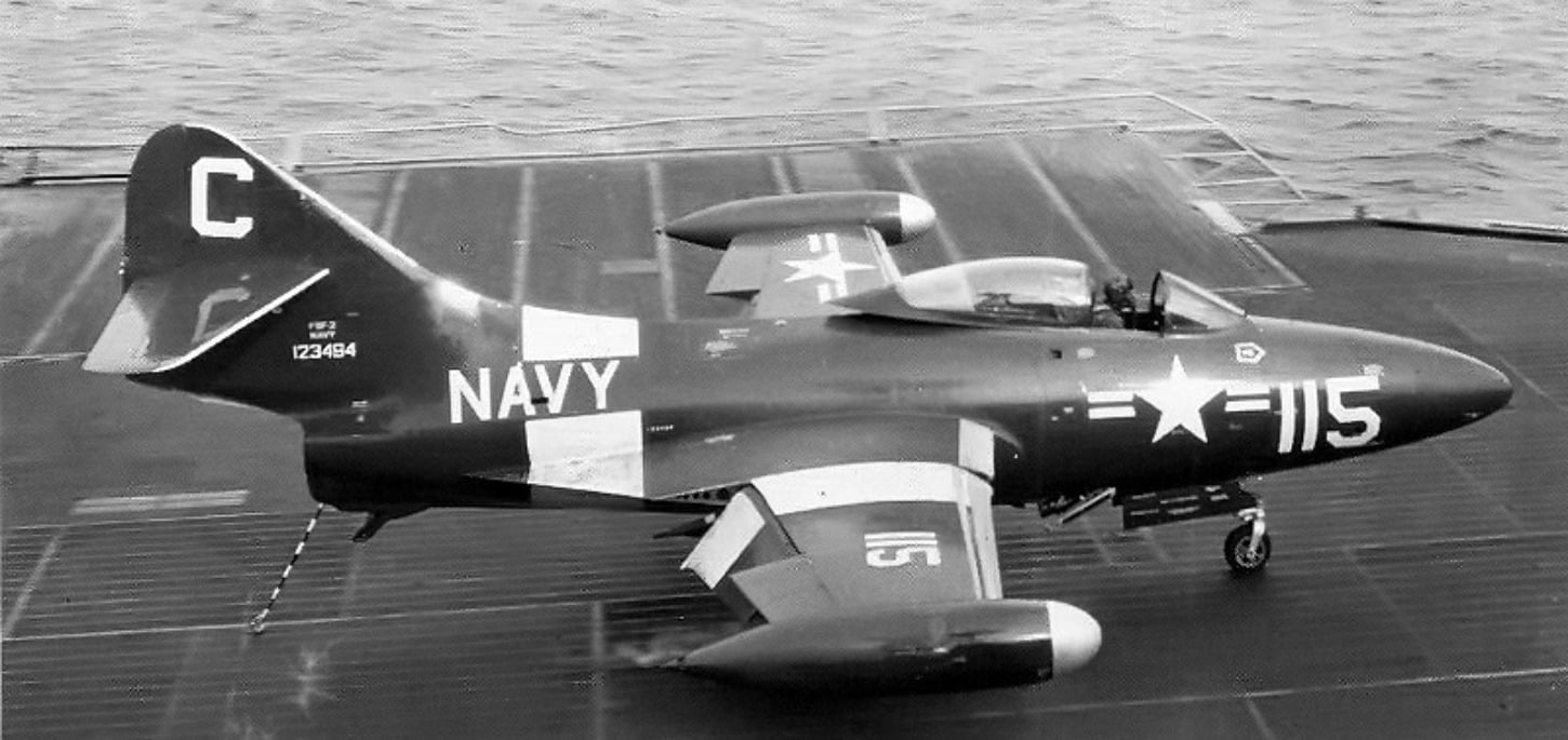 A U.S. Navy F9F Panther Has the First Recorded Jet-On-Jet