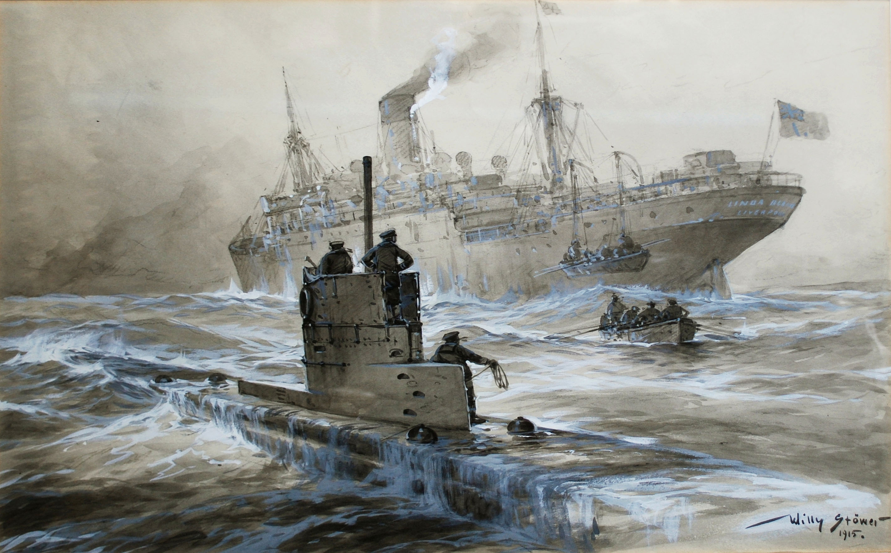 [WWI] Guerre Navale Willy_Sto%CC%88wer_-_Sinking_of_the_Linda_Blanche_out_of_Liverpool