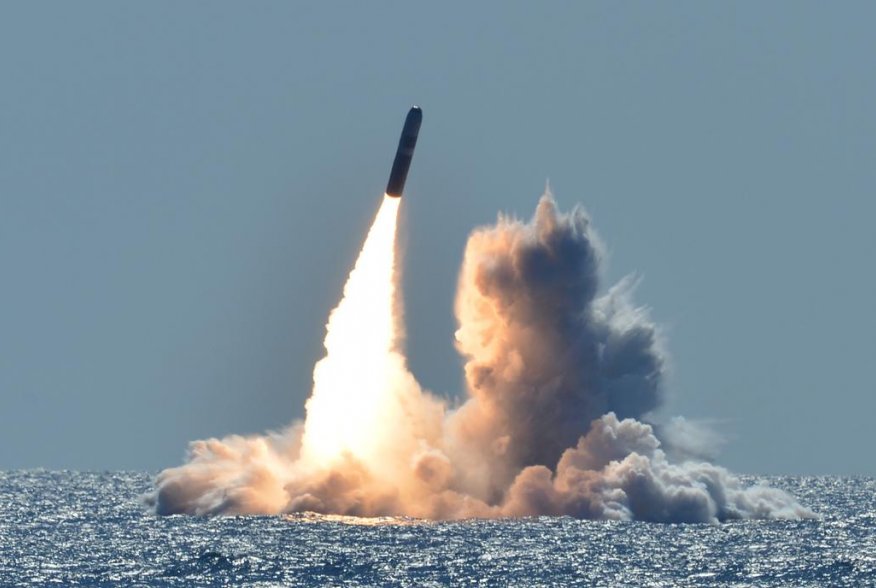 An unarmed Trident II D5 missile launches from the Ohio-class ballistic missile submarine USS Nebraska (SSBN 739) off the coast of California. March 26, 2008. (U.S. Navy photo by Mass Communication Specialist 1st Class Ronald Gutridge/Released)