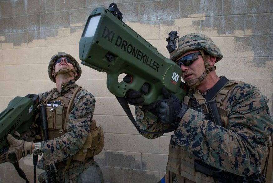 U.S. Marine Corps Lance Corporal Briar Purty tests Drone Killer Counter-UAS Technology during Urban Advanced Naval Technology Exercise 2018 (ANTX-18) at Marine Corps Base Camp Pendleton, California, March 21, 2018. Picture taken March 21, 2018. U.S. Marin