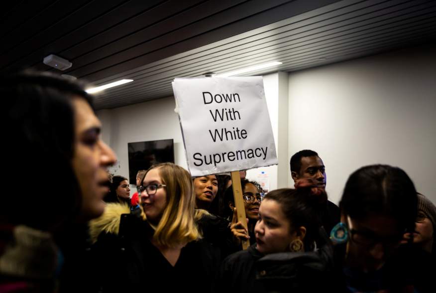 Students rally against white supremacy at Syracuse University in New York, U.S., November 20, 2019. REUTERS/Maranie Staab