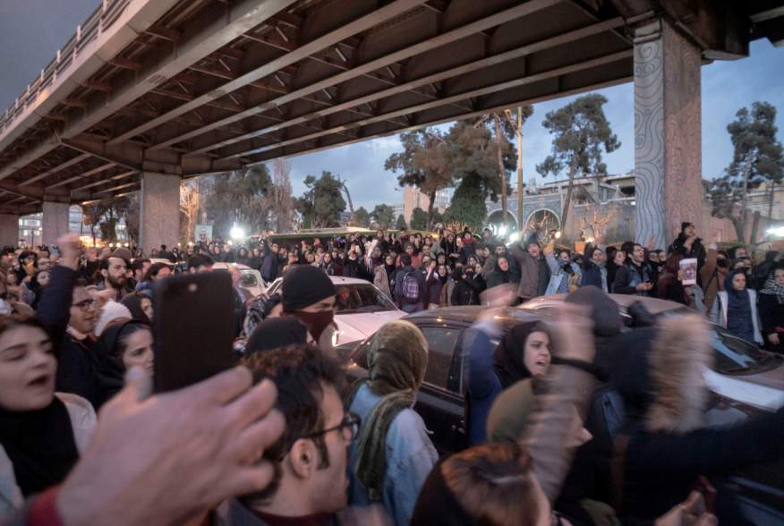 Protesters demonstrate in Tehran, Iran January 11, 2020 in this picture obtained from social media by Reuters via REUTERS