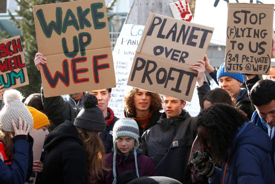 Swedish climate change activist Greta Thunberg takes part in a climate strike protest during the 50th World Economic Forum (WEF) annual meeting in Davos, Switzerland, January 24, 2020. REUTERS/Denis Balibouse