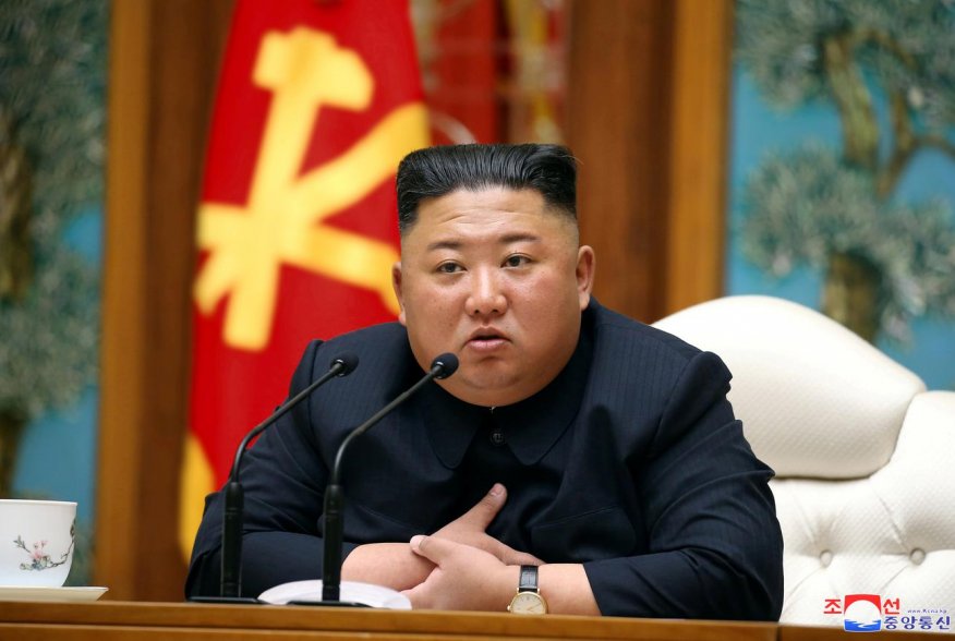 North Korean leader Kim Jong Un takes part in a meeting of the Political Bureau of the Central Committee of the Workers' Party of Korea (WPK) in this image released by North Korea's Korean Central News Agency (KCNA) on April 11, 2020. KCNA/via REUTERS