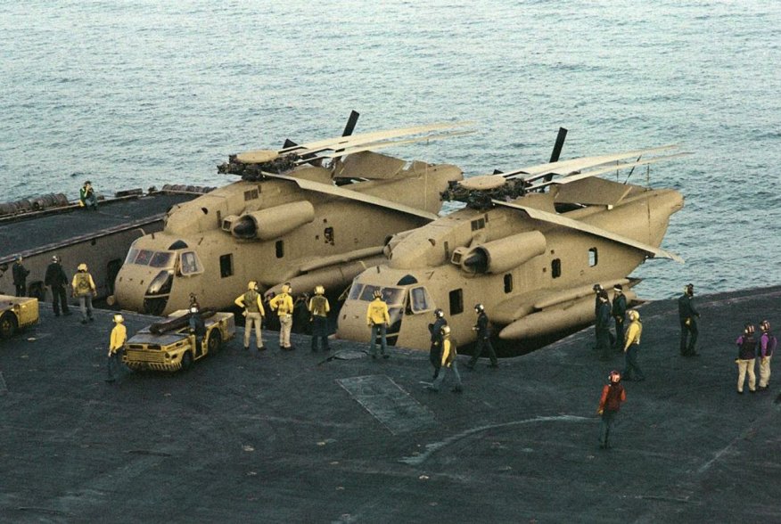 https://en.wikipedia.org/wiki/Operation_Eagle_Claw#/media/File:RH-53Ds_on_elevator_of_USS_Nimitz_(CVN-68)_off_Iran_1980.JPEG