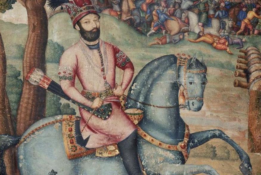 https://en.wikipedia.org/wiki/Battle_of_Karnal#/media/File:Nadir_Shah_at_the_sack_of_Delhi_-_Battle_scene_with_Nader_Shah_on_horseback,_possibly_by_Muhammad_Ali_ibn_Abd_al-Bayg_ign_Ali_Quli_Jabbadar,_mid-18th_century,_Museum_of_Fine_Arts,_Boston.jpg