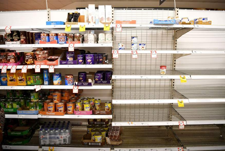 Long-life milk supplies run out at a supermarket which has power in Batemans Bay, NSW, Australia January 5, 2020. REUTERS/Tracey Nearmy