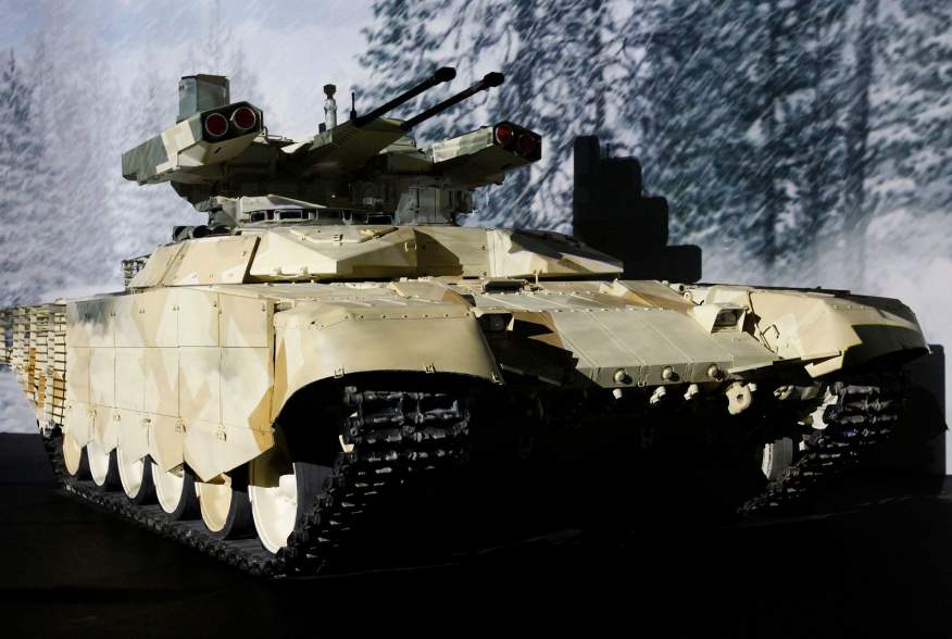 BMPT-72 fire support combat vehicle, dubbed the "Terminator-2", is on display during the "Russia Arms Expo 2013", the 9th international exhibition of arms, military equipment and ammunition in the Urals city of Nizhny Tagil, September 26, 2013. REUTERS/Se