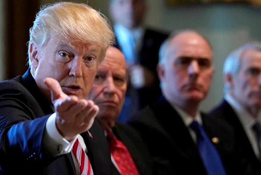 U.S. President Donald Trump holds a meeting on trade with members of Congress at the White House in Washington, U.S., February 13, 2018. REUTERS/Kevin Lamarque