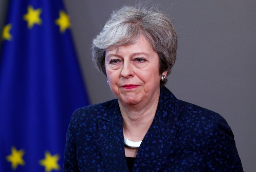 British Prime Minister Theresa May is seen at the European Council headquarters in Brussels, Belgium February 7, 2019. REUTERS/Francois Lenoir