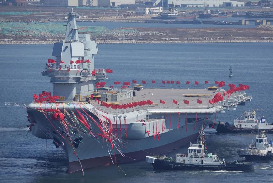 FILE PHOTO - China's first domestically built aircraft carrier is seen during its launch ceremony in Dalian, Liaoning province, China, April 26, 2017. To match Special Report CHINA-ARMY/NAVY REUTERS/Stringer/File Photo ATTENTION EDITORS - THIS IMAGE WAS P