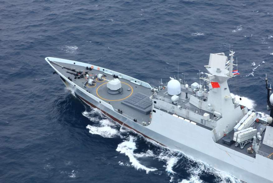 Chinese People's Liberation Army (PLA) Navy’s guided-missile frigate Yueyang takes part in a China-Thailand joint naval exercise in waters off the southern port city of Shanwei, Guangdong province, China May 6, 2019.