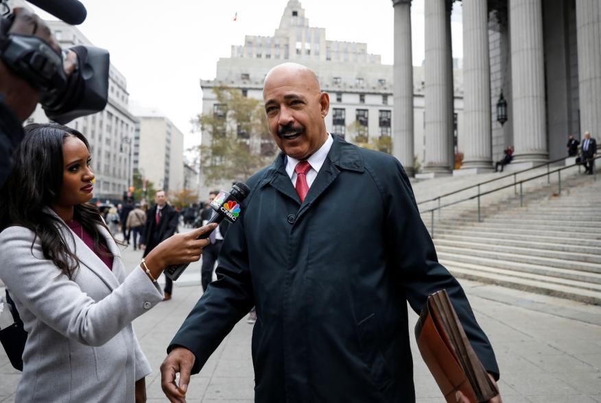 Theodore Wells, the lawyer for Exxon, speaks to a reporter after exiting New York State Supreme Court in the Manhattan borough of New York City, U.S., November 7, 2019. REUTERS/Brendan McDermid