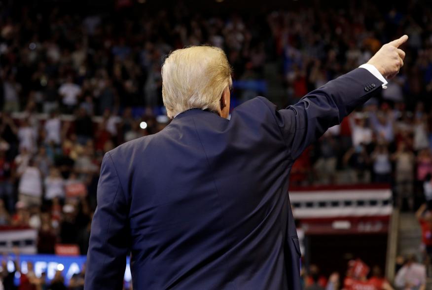 U.S. President Donald Trump gestures as he holds a campaign rally in Sunrise, Florida, U.S., November 26, 2019. REUTERS/Yuri Gripas