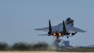 A South Korean air force F-15K Slam Eagle from the 11th Fighter Squadron, Daegu Air Base, South Korea, takes off during Exercise Max Thunder 17 at Kunsan Air Base, South Korea, April 27, 2017. (U.S. Air Force photo/Senior Airman Colville McFee)