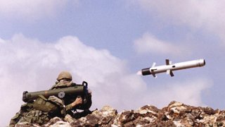 An undated file picture shows an Israeli soldier firing an anti-tank missile Spike-LR, manufactured by an Israeli Defense contractor. Israeli Defense Ministry said December 29, 2003, it signed a deal worth about $250 million to produce and supply anti-tan