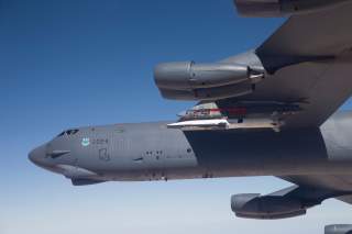 A U.S. Air Force B-52 carries the X-51 Hypersonic Vehicle out to the range for a launch test from Edwards AFB, California in this handout photo provided by the U.S. Air Force on May 1, 2013. REUTERS/Bobbi Zapka/USAF/Handout via Reuters