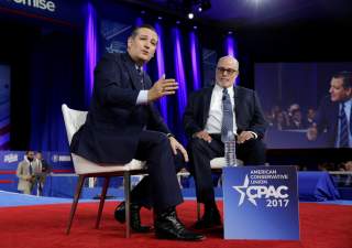 Senator Ted Cruz (R-TX) speaks with Mark Levin (R) of the Conservative Review at the Conservative Political Action Conference (CPAC) in National Harbor, Maryland, U.S. February 23, 2017. REUTERS/Joshua Roberts