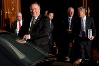 U.S. Secretary of State Mike Pompeo departs his guest house in Pyongyang, North Korea, Saturday, July 7, 2018, to call President Donald Trump on a secure phone. Pompeo is on a trip traveling to North Korea, Japan, Vietnam, Abu Dhabi, and Brussels. Andrew 