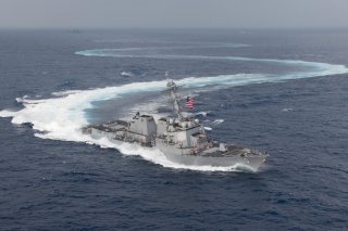 The guided-missile destroyer USS William P. Lawrence (DDG 110) practices ship maneuvers as it transits the Pacific Ocean June 23, 2018. Picture taken June 23, 2018. U.S. Navyphoto by Mass Communication Specialist 2nd Class Jessica O. Blackwell/Handout via