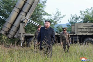 North Korean leader Kim Jong Un attends the testing of a super-large multiple rocket launcher in North Korea, in this undated photo released on September 10, 2019 by North Korea's Korean Central News Agency (KCNA). KCNA via REUTER