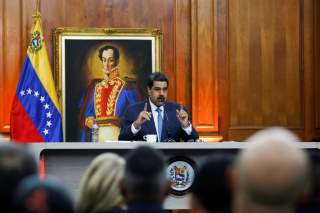 Venezuela's President Nicolas Maduro speaks during a news conference in Miraflores Palace in Caracas, Venezuela, February 14, 2020. REUTERS/Fausto Torrealba