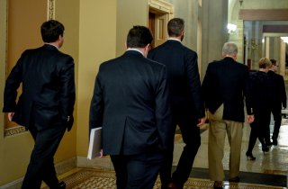 U.S. Senate Majority Leader Mitch McConnell (R-KY) walks back to his office after the motion failed in the attempt to wrap up work on coronavirus economic aid legislation in Washington, U.S., March 22, 2020. REUTERS/Mary F. Calvert
