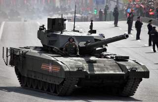 Main battle tank T-14 object 148 Armata (in the streets of Moscow on the way to or from the Red Square)