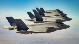 F-35 Fighters Flying in Formation