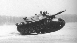 American prototype MBT-70 at Aberdeen Proving Ground speed tests. U.S. Army.