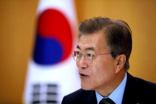South Korean President Moon Jae-in speaks during an interview with Reuters at the Presidential Blue House in Seoul, South Korea June 22, 2017. REUTERS/Kim Hong-Ji/File Photo