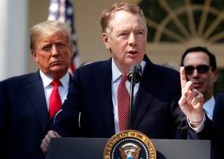 U.S. Trade Representative Robert Lighthizer discusses the United States-Mexico-Canada Agreement (USMCA) as U.S. President Donald Trump and U.S. Treasury Secretary Steven Mnuchin look on during a news conference in the Rose Garden of the White House in Was