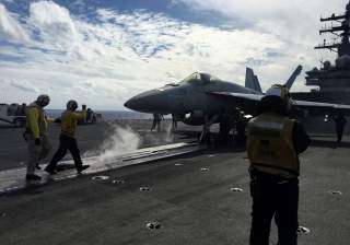 U.S. Navy aircraft carrier USS Ronald Reagan conducts military drills during Keen Sword, a joint field-training exercise involving U.S. military, Japan Maritime Self-Defense Force personnel and Royal Canadian Navy, at sea November 3, 2018.