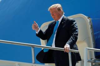 U.S. President Donald Trump gives a thumbs up as he emerges from Air Force One after arriving to attend campaign events in San Antonio, Texas, U.S., April 10, 2019. REUTERS/Carlos Barria