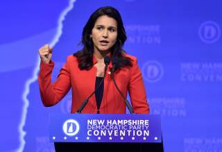 Democratic 2020 U.S. presidential candidate and U.S. Representative Tulsi Gabbard (D-HI) speaks at the New Hampshire Democratic Party state convention in Manchester, New Hampshire, U.S. September 7, 2019. REUTERS/Gretchen Ertl