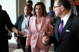 U.S. House Speaker Nancy Pelosi (D-CA) speaks with reporters following her weekly news conference on Capitol Hill in Washington, U.S. September 12, 2019. REUTERS/Jonathan Ernst