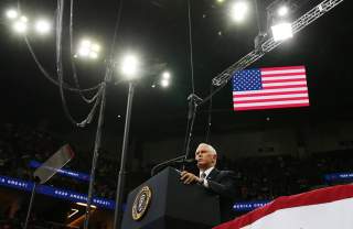 U.S. Vice President Mike Pence speaks at a campaign rally held by U.S. President Donald Trump in Minneapolis, Minnesota, U.S., October 10, 2019. REUTERS/Leah Millis