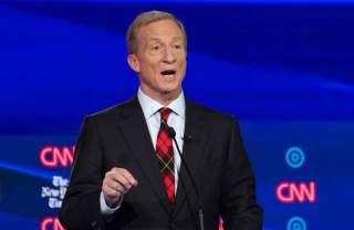 Democratic presidential candidate and billionaire activist Tom Steyer speaks during the fourth U.S. Democratic presidential candidates 2020 election debate in Westerville, Ohio, U.S., October 15, 2019. REUTERS/Shannon Stapleton