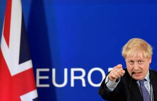 Britain's Prime Minister Boris Johnson gestures during a news conference at the European Union leaders summit dominated by Brexit, in Brussels, Belgium October 17, 2019. REUTERS/Toby Melville