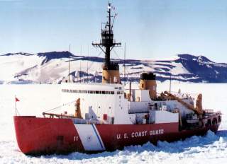 United States Coast Guard Heavy Icebreaker Polar Sea (WAGB 11) is shown in the ice channel near McMurdo, Antarctica on January 10, 2002. President Barack Obama on September 1, 2015 will propose a faster timetable for buying a new heavy icebreaker for the 