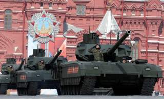 Russian T-14 tanks with the Armata Universal Combat Platforms drive along Red Square during a rehearsal for the Victory Day parade, marking the 71st anniversary of the victory over Nazi Germany in World War Two, in central Moscow, Russia, May 7, 2016.