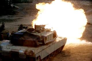 A U.S. M1 Abrams tank fires during the 