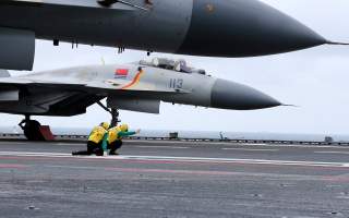 J-15 fighters from China's Liaoning aircraft carrier conduct a drill in an area of South China Sea, January 2, 2017.