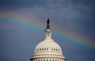 A rainbow shines over the U.S. Capitol in Washington, U.S. July 24, 2017. REUTERS/Joshua Roberts