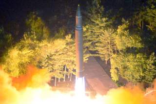 ntercontinental ballistic missile (ICBM) Hwasong-14 is pictured during its second test-fire in this undated picture provided by KCNA in Pyongyang on July 29, 2017. 