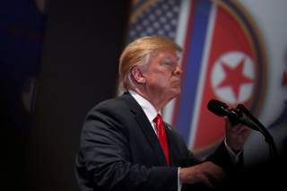 U.S. President Donald Trump speaks during a news conference after his meeting with North Korean leader Kim Jong Un at the Capella Hotel on Sentosa island in Singapore June 12, 2018. REUTERS/Jonathan Ernst TPX IMAGES OF THE DAY